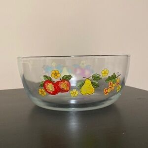 Vintage KIG Malaysia Apple Pear Grapes Glass Bowl